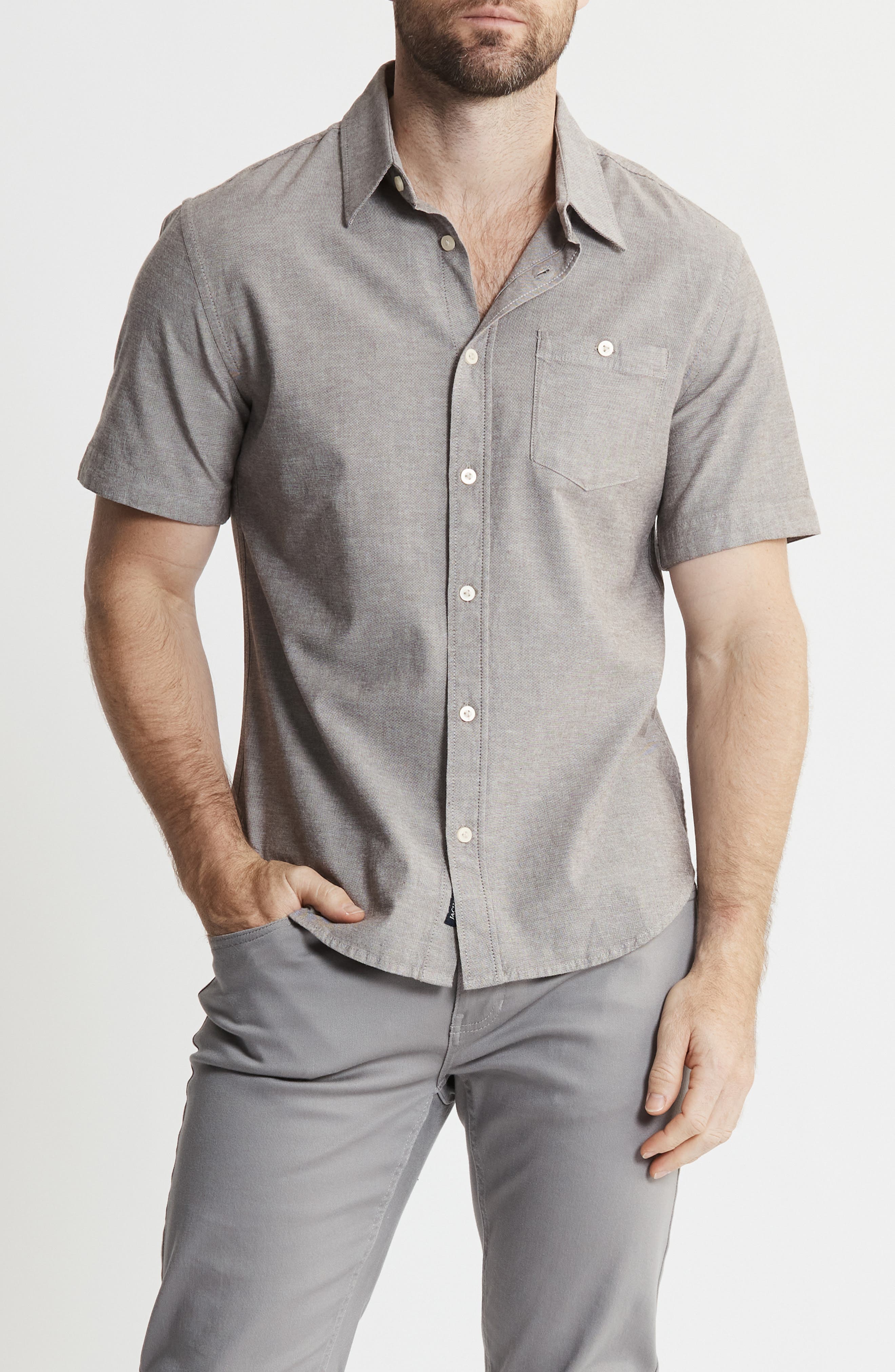 JACHS Classic Oxford Short Sleeve Button-Up Shirt