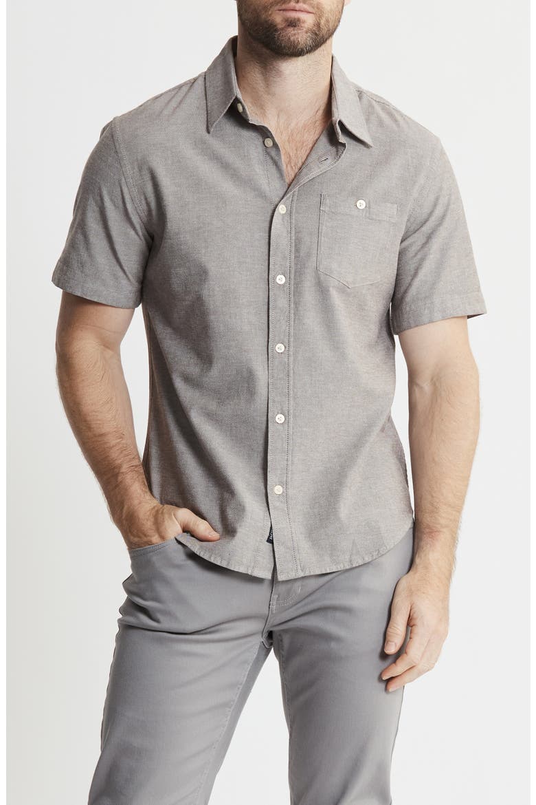 Classic Oxford Short Sleeve Button-Up Shirt, Main, color, BROWN
