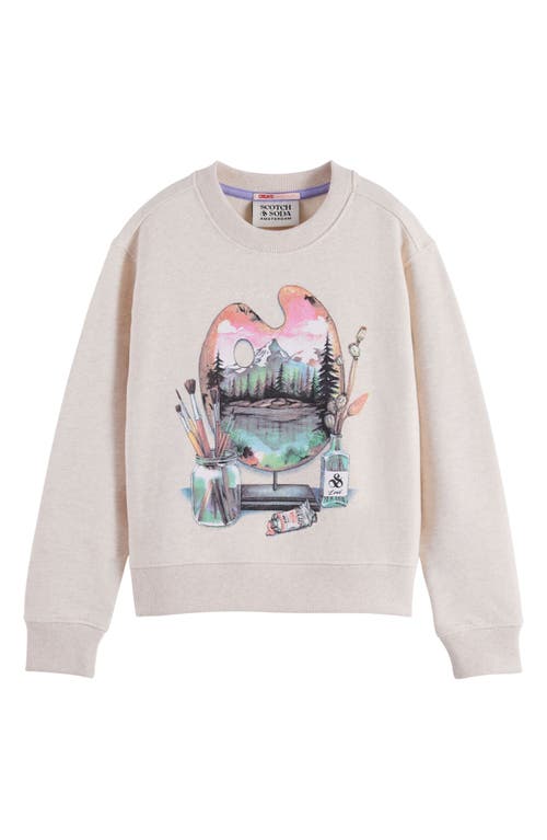 Scotch & Soda Kids' Relaxed Fit Cotton Crewneck Sweatshirt In Neutral
