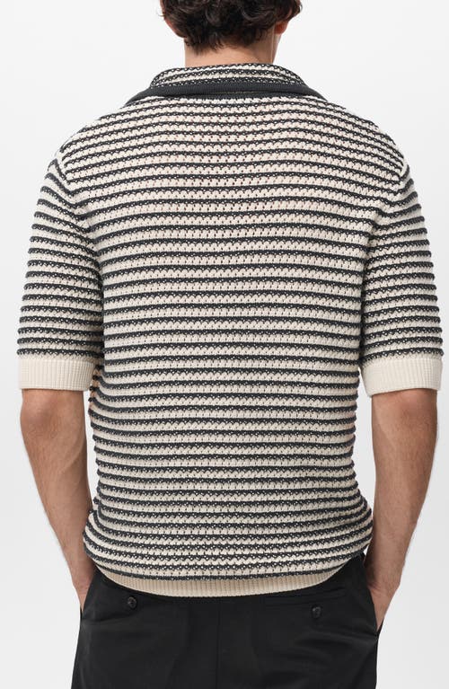 Mango Stripe Open Stitch Cotton Polo In Multi