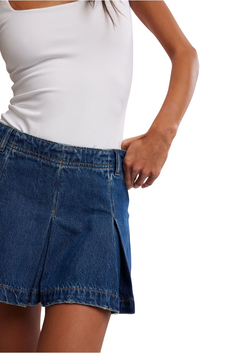 Free People Madison Pleated Denim Miniskirt, Alternate, color,