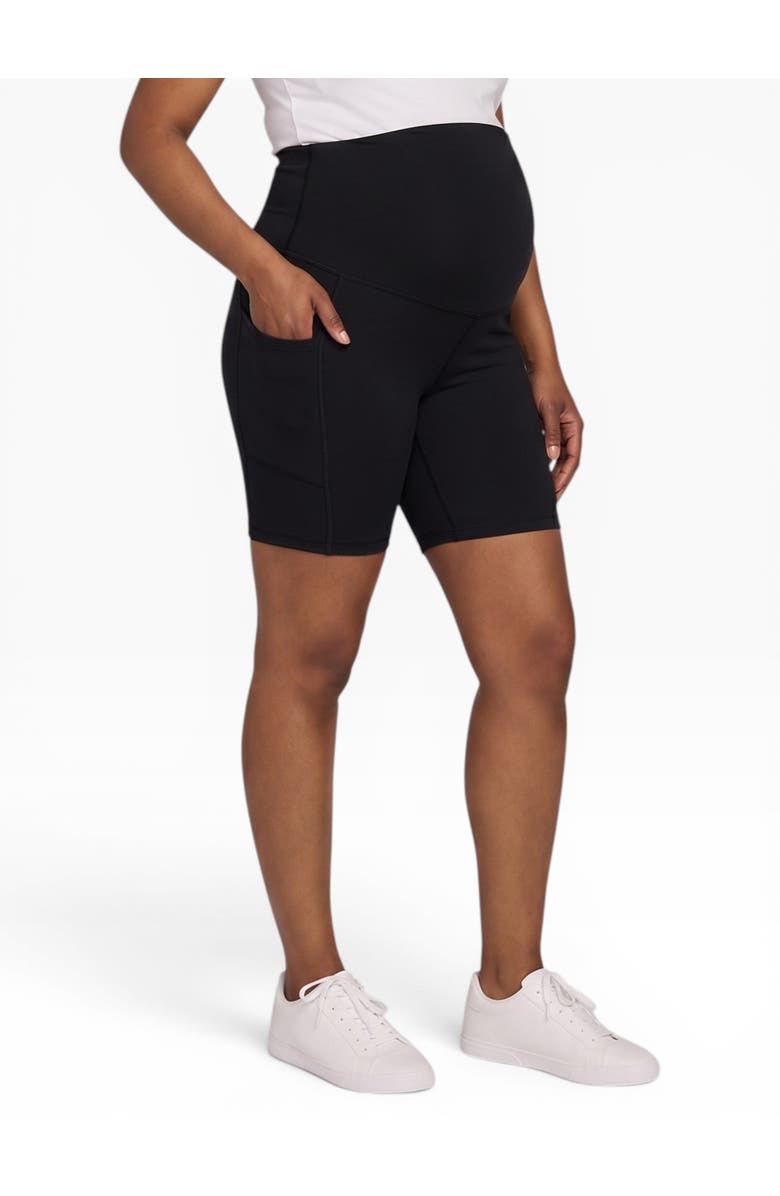 MOTHERHOOD MATERNITY 6 1/2" Active Pocket Maternity Biker Short, Main, color, Black