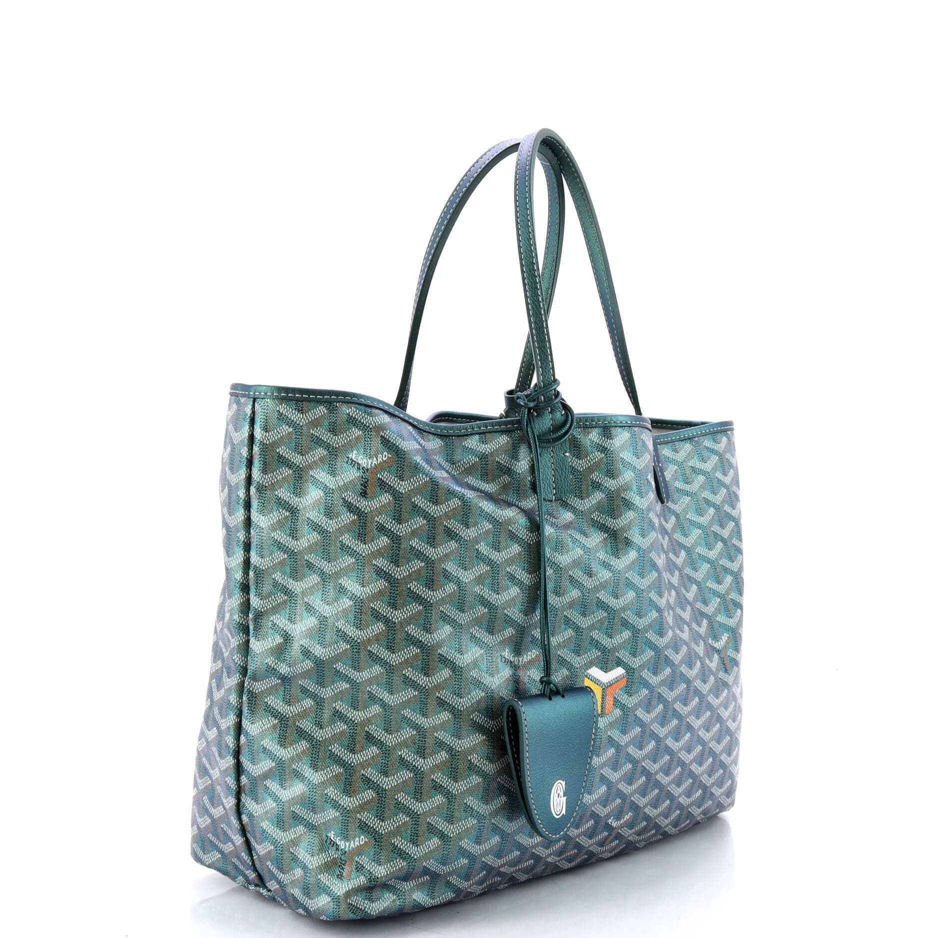 Pre-Owned Goyard Saint Louis Tote Iridescent Coated Canvas PM, Alternate, color, Green