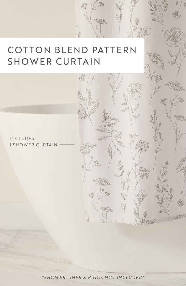 HOMESPUN Flower Print Shower Curtain, Alternate, color, 