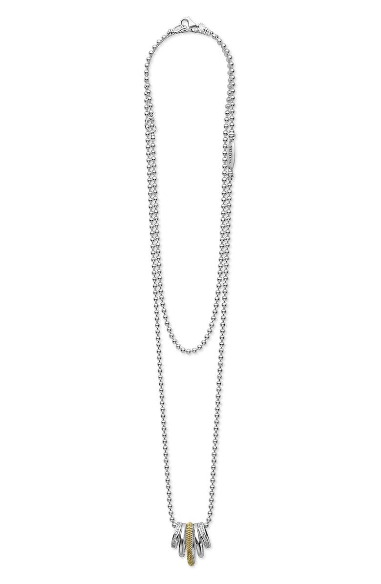 LAGOS Caviar Lux Pavé Diamond Pendant Necklace, Main, color, Two-Tone