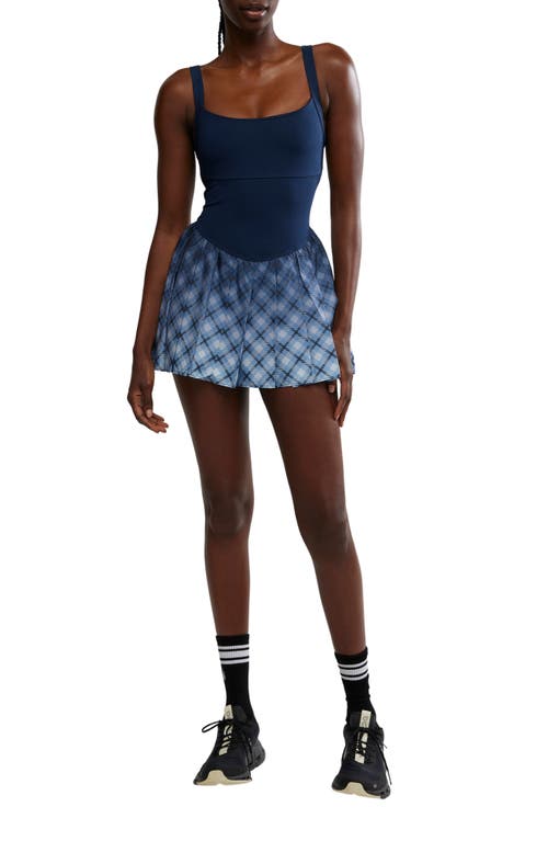 Free People Swing Of Things Print Pleated Minidress In Blue