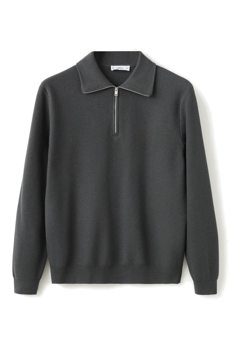 Half Zip Piqué Sweater, Alternate, color, DARK GREY