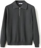 MANGO Half Zip Piqué Sweater