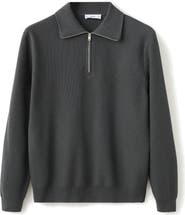 MANGO Half Zip Piqué Sweater