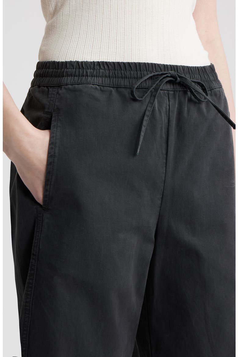 Pull-On Crop Barrel Leg Cotton Pants, Alternate, color, BLACK JET