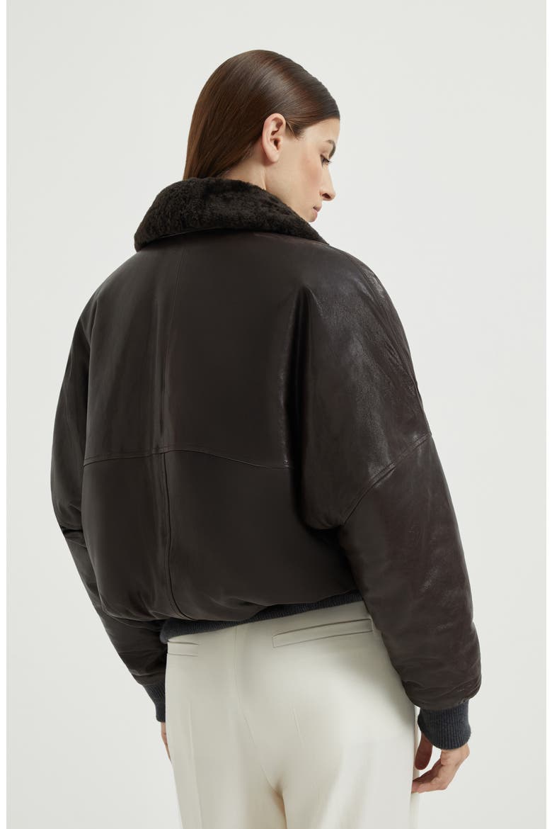 Nappa leather bomber jacket, Alternate, color, Cocoa