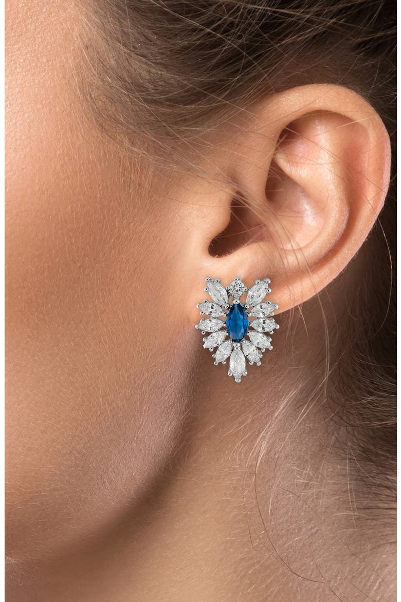 Marquise CZ Cluster Drop Earrings, Alternate, color, BLUE/ SILVER