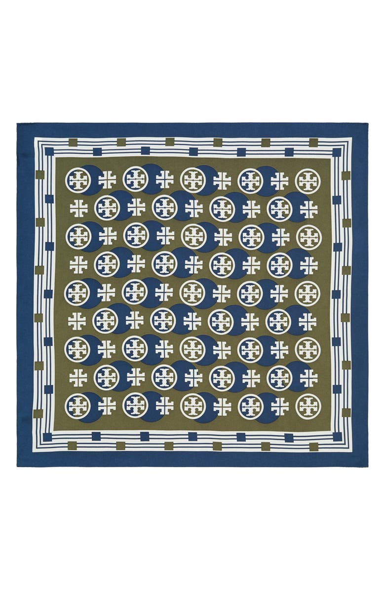 Tory Burch Geometric Logo Silk Square Scarf, Alternate, color,
