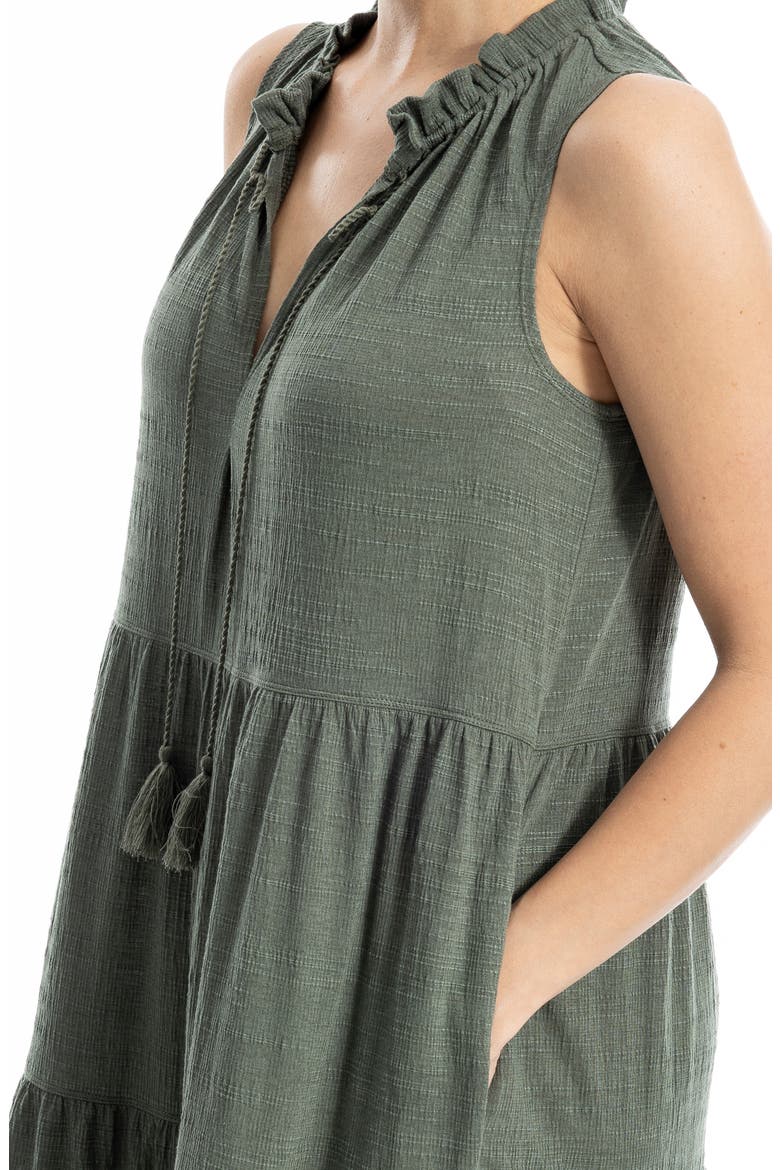 Tie Neck Tiered Jersey Maxi Dress, Alternate, color, ARMY0T73-ARMY-0T73