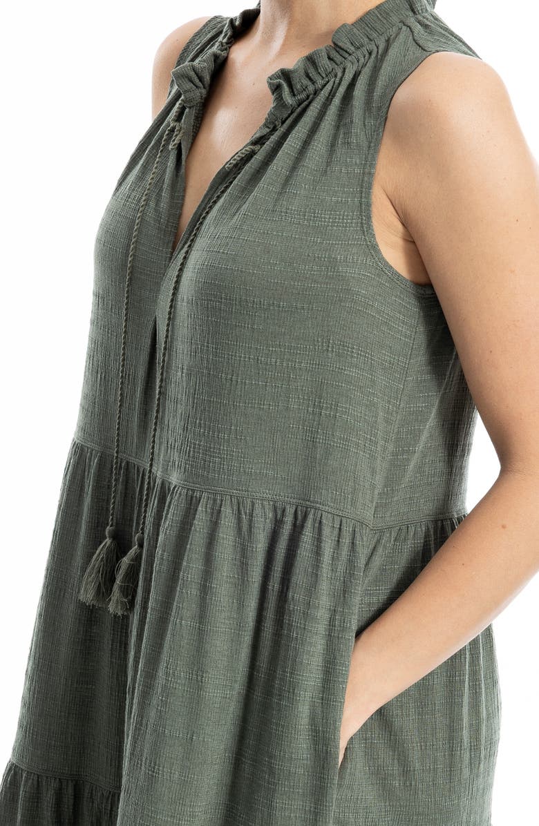 MAX STUDIO Tie Neck Tiered Jersey Maxi Dress, Alternate, color, Army-Army