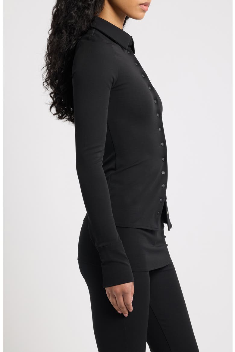 Encanto Stretch Long Sleeve Overshirt, Alternate, color, NOIR