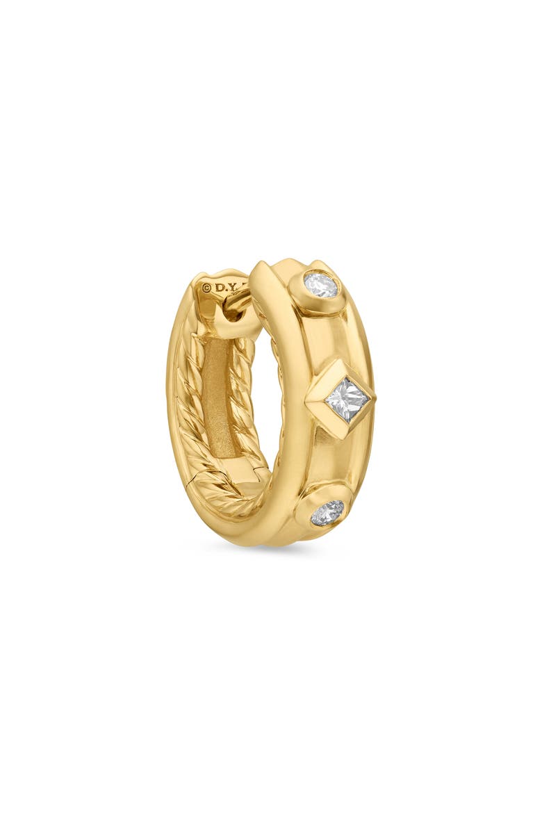 Modern Renaissance Huggie Hoop Earrings in 18K Gold with Diamonds, 12.3mm, Alternate, color, 18K YELLOW GOLD