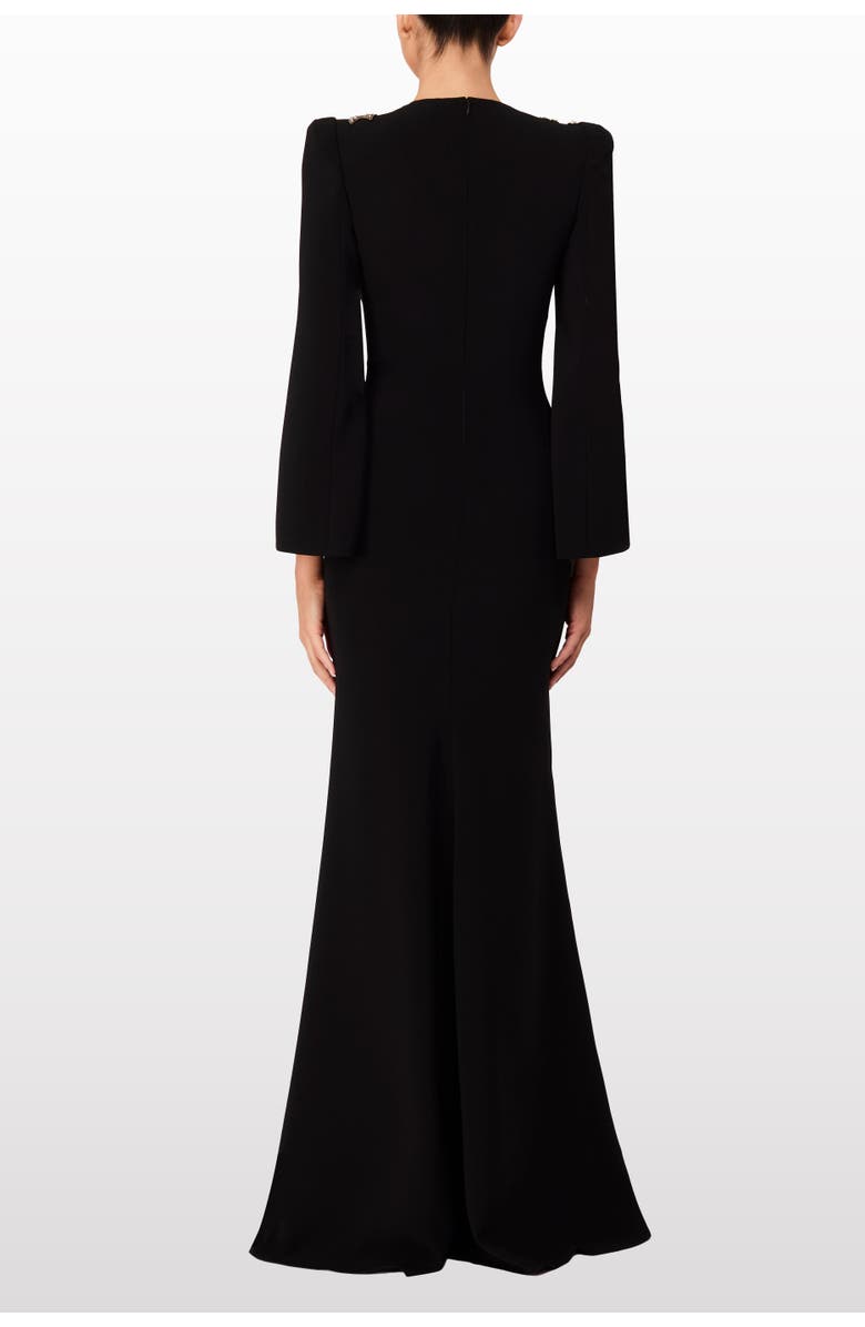 Jenny Packham Precious Floral-embellished Slit-sleeve Maxi Dress, Alternate, color, Liquorice
