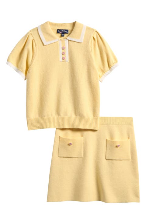 Kids' Short Sleeve Polo Sweater & A-Line Skirt Set (Big Kid)