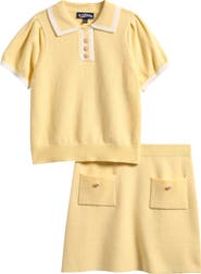 Freshman Kids' Short Sleeve Polo Sweater & A-Line Skirt Set
