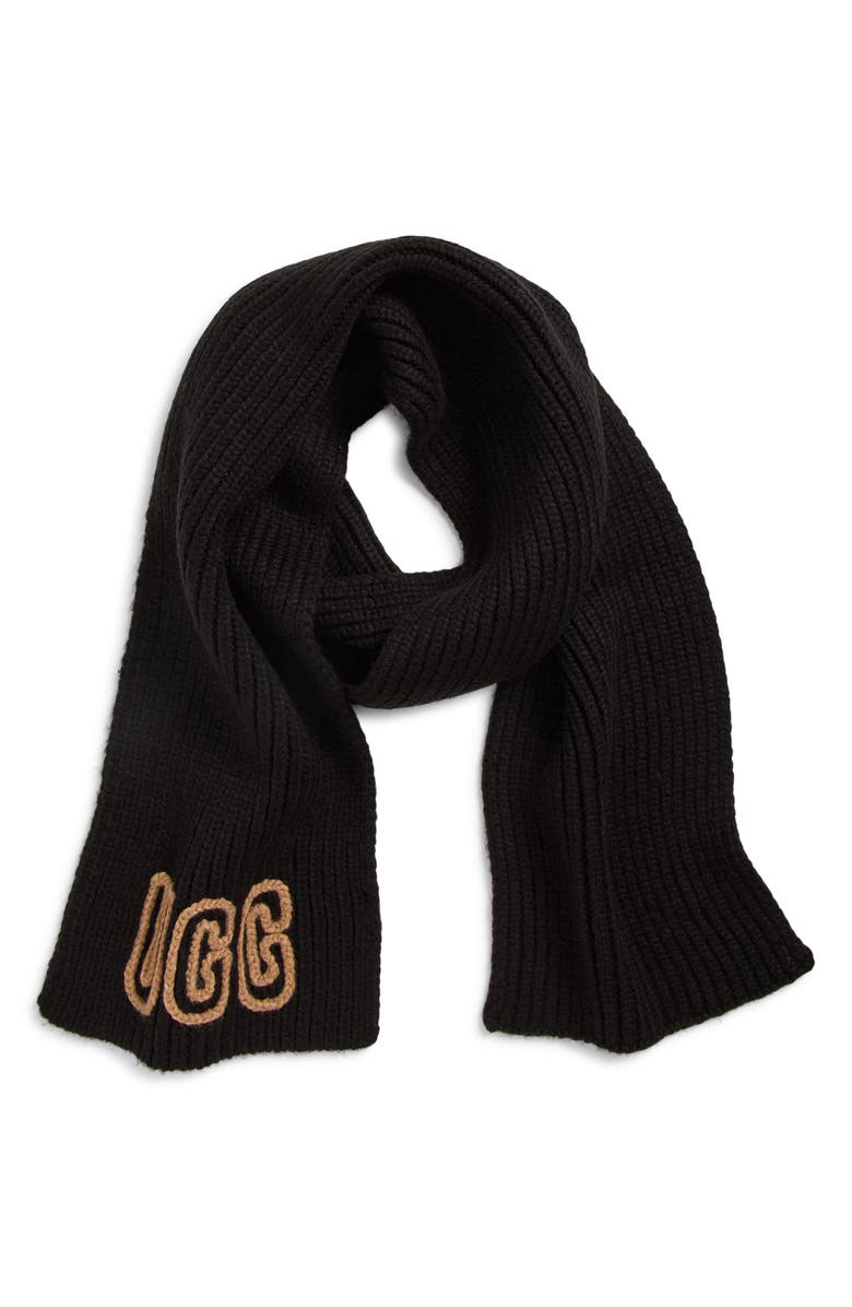 UGG<sup>®</sup> Chunky Rib Scarf, Main, color, Black
