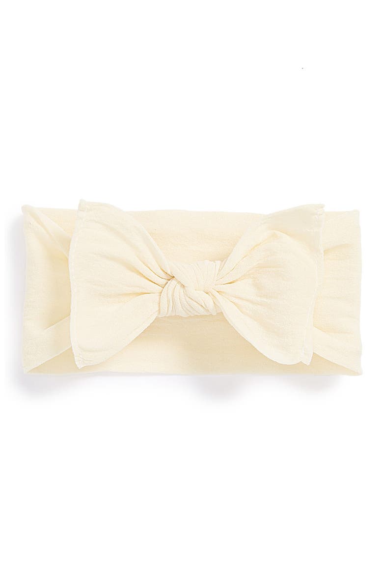 Knotted Bow Headband, Main, color, IVORY
