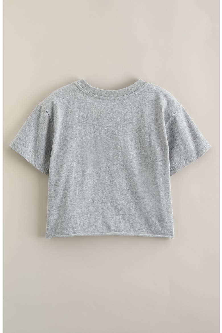 Kids' Crop Cotton Graphic T-Shirt, Alternate, color, GREY LIGHT HEATHER SUNFLOWERS