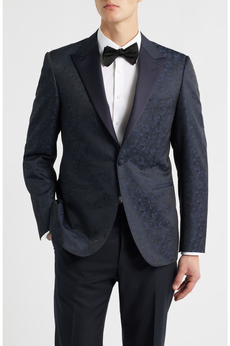 Siena Contemporary Fit Navy Paisley Dinner Jacket, Main, color, NAVY