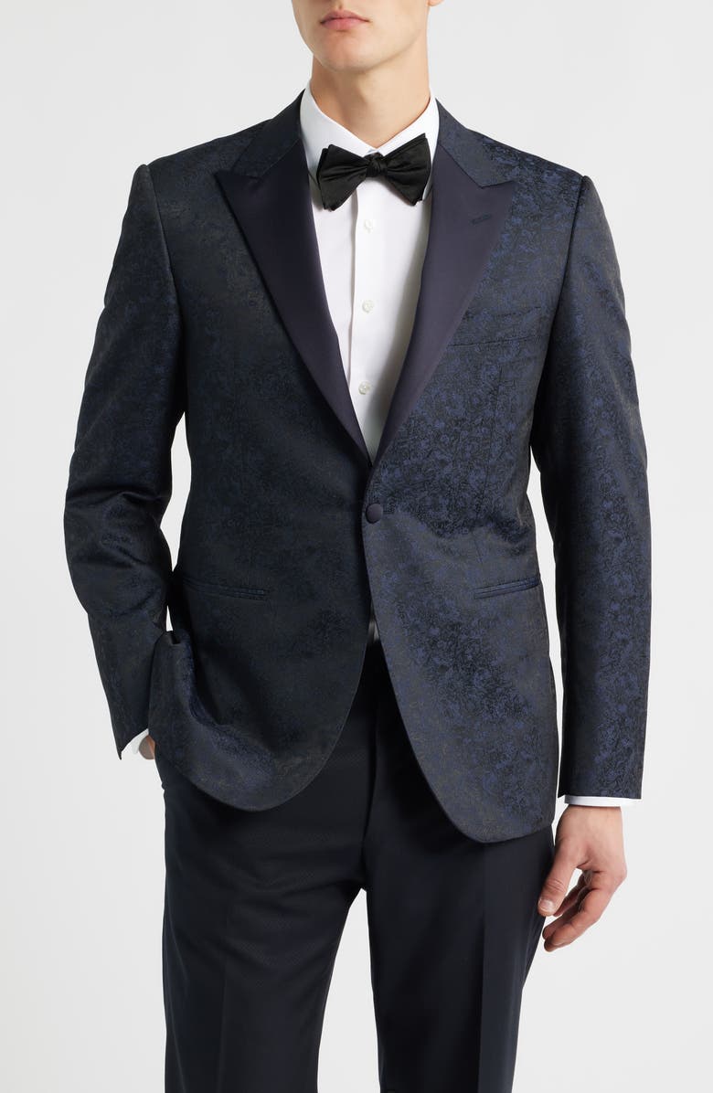 Canali Siena Contemporary Fit Navy Paisley Dinner Jacket, Main, color, Navy