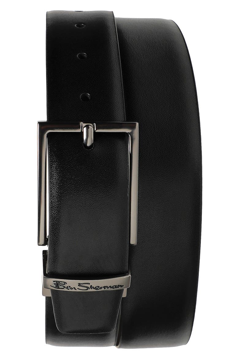 Reversible Leather Belt, Main, color, BROWN TO BLACK