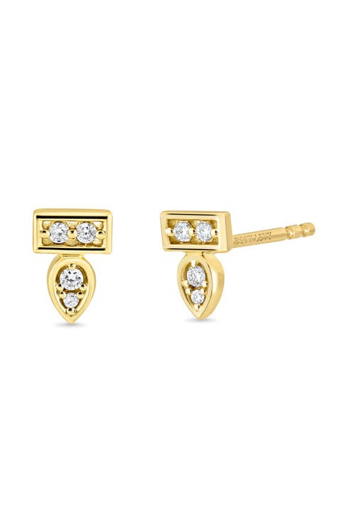 Florentine 18k Gold Diamond Stud Earrings