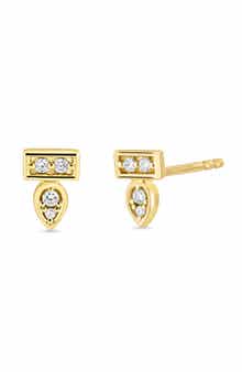 Florentine 18k Gold Diamond Stud Earrings