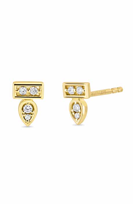 Florentine 18k Gold Diamond Stud Earrings