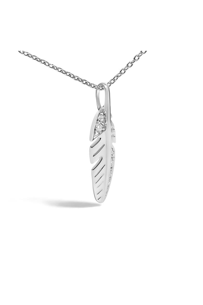 14K White Gold Diamond Accent Feather Pendant Necklace, Alternate, color, White Gold
