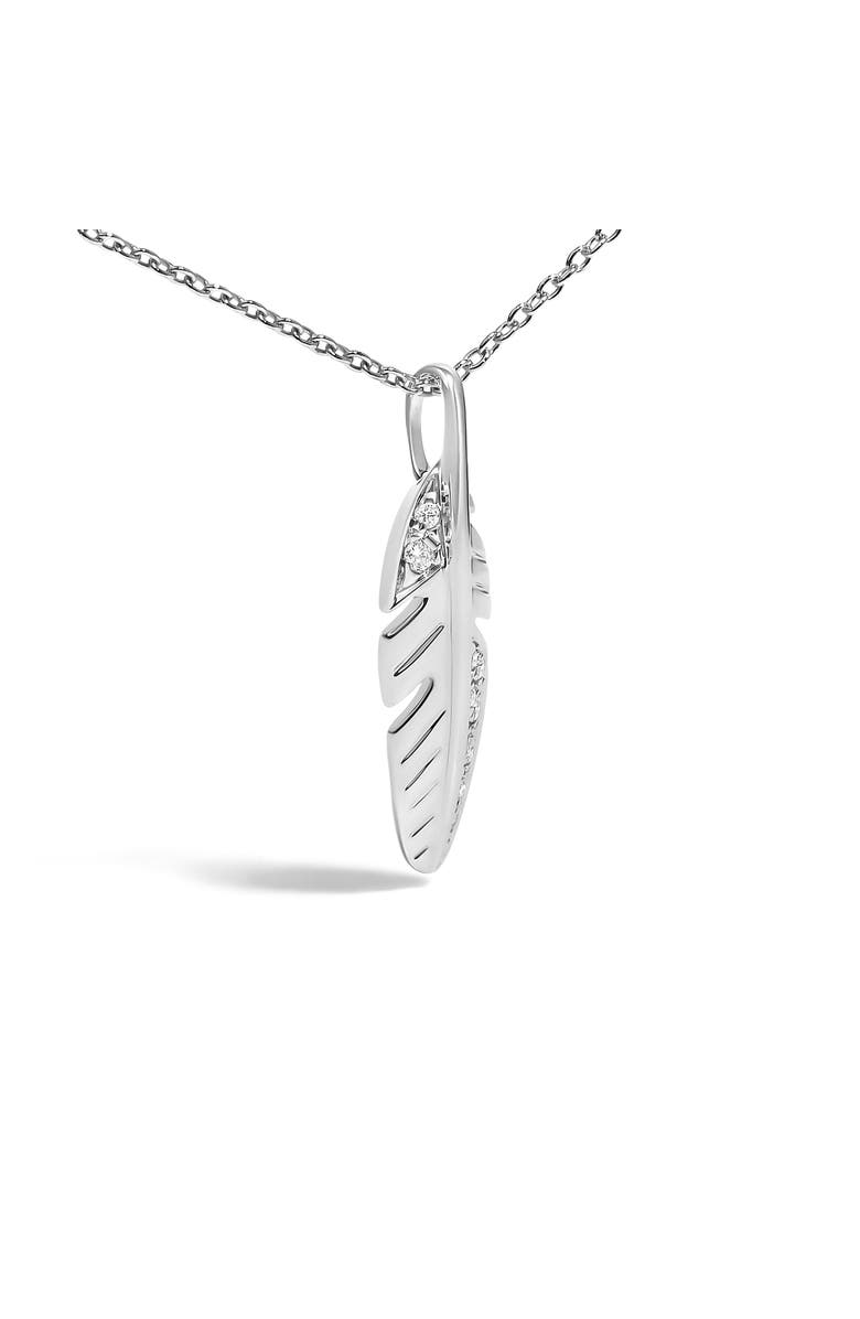 Haus of Brilliance 14K White Gold Diamond Accent Feather Pendant Necklace, Alternate, color, White Gold