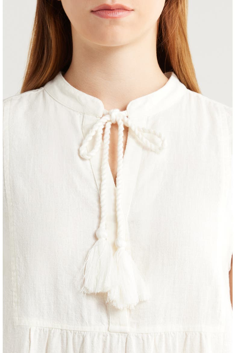 Tiered Cotton & Linen Cover-Up Dress, Alternate, color, WHITE