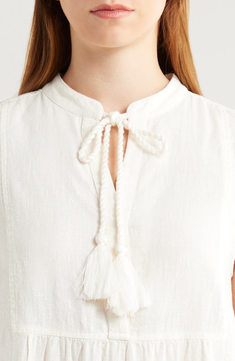 Elan Tiered Cotton & Linen Cover-Up Dress, Alternate, color, White