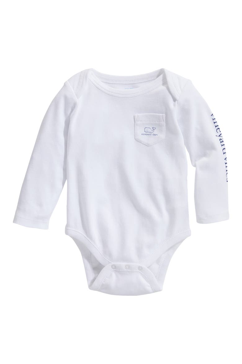 Whale Long Sleeve Cotton Graphic Bodysuit, Main, color, WHITE CAP