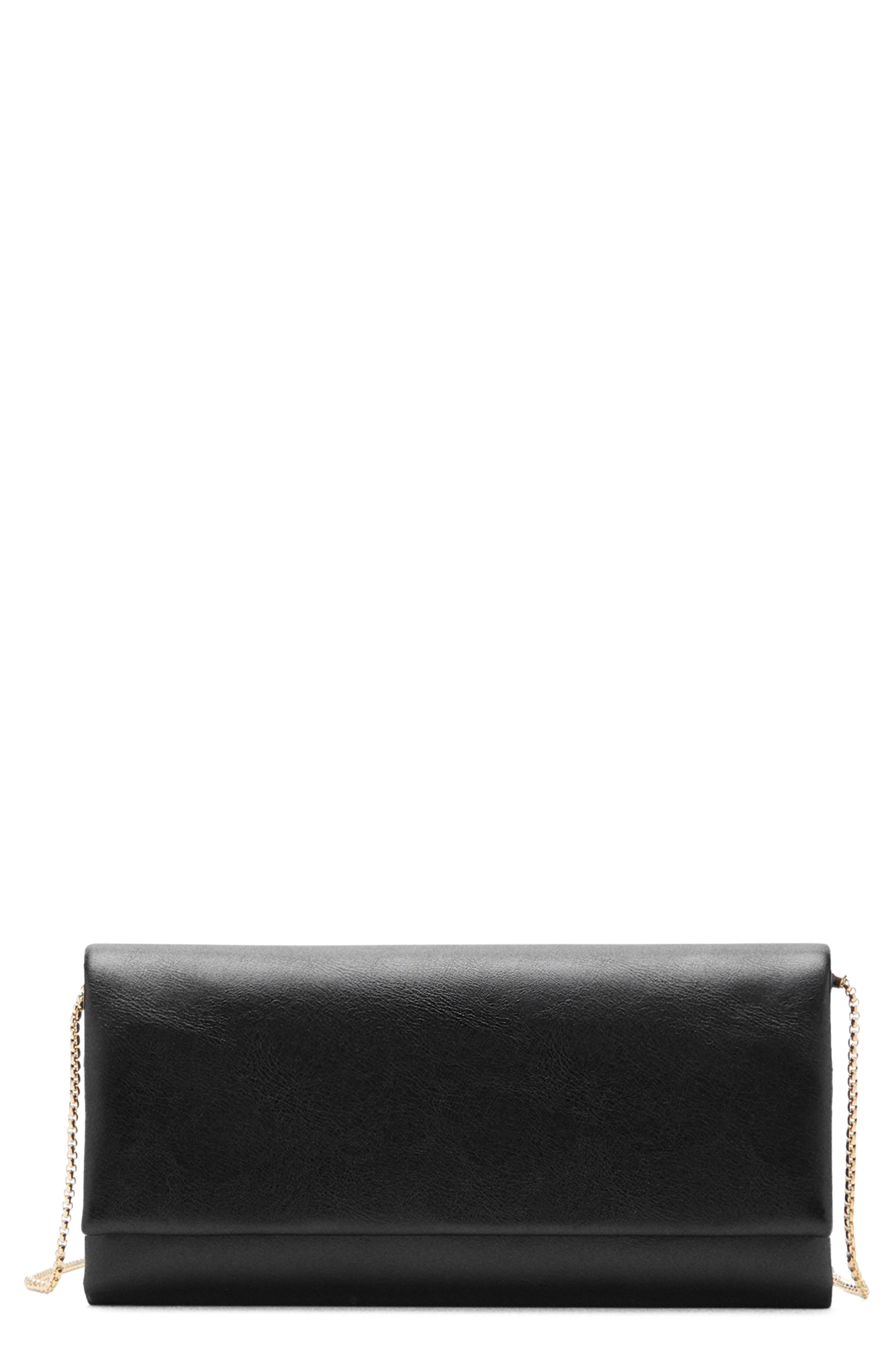 MANGO Metallic Faux Leather Crossbody Bag, Main, color, Black