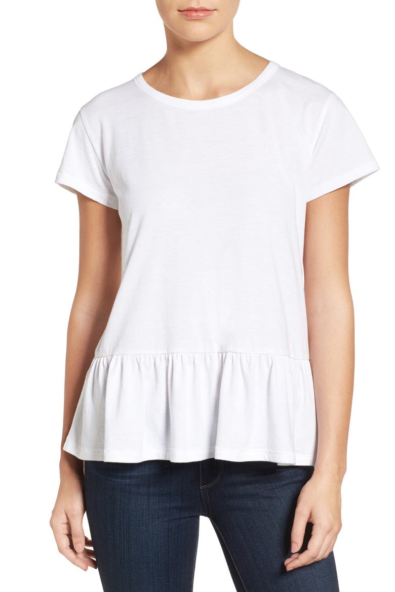 Peplum Tee, Main, color, WHITE