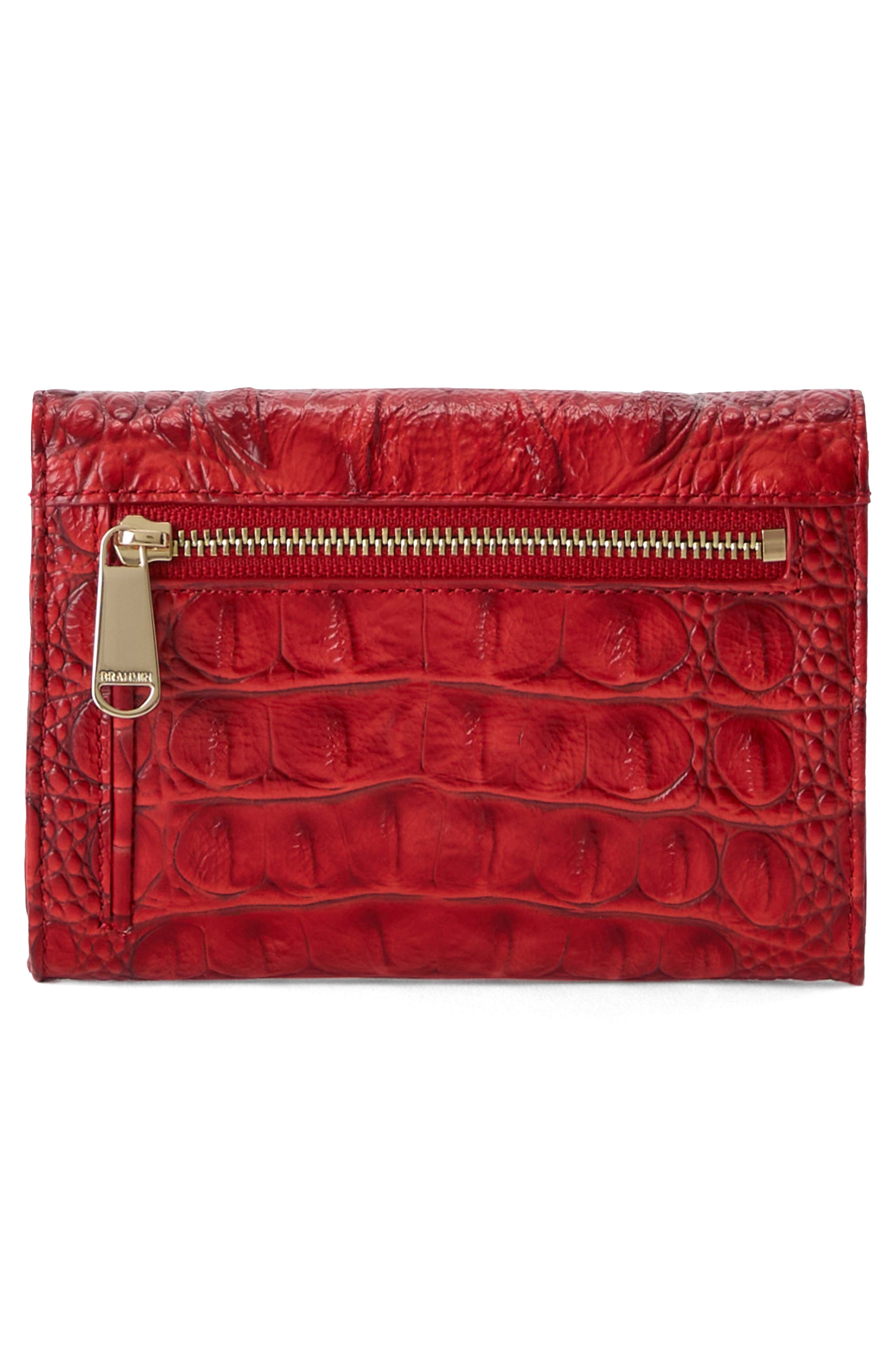 Kerra Croc Embossed Leather Wallet, Alternate, color, SALSA