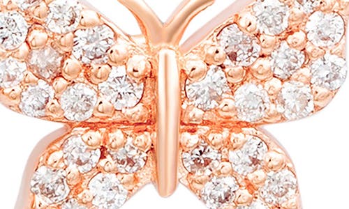 Suzy Levian Diamonds 14k Gold Diamond Butterfly Stud Earrings In Rose