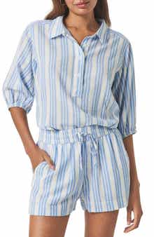 Splendid Allison Variegated Stripe Linen Blend Top