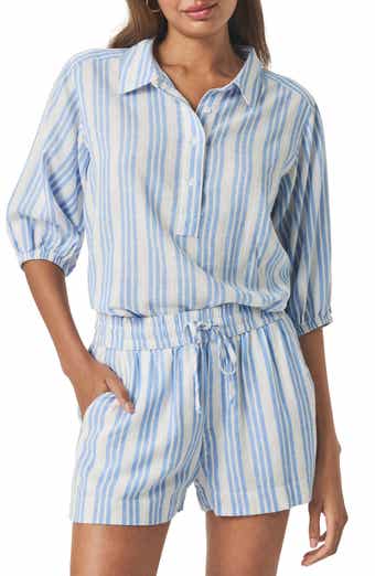 Splendid Allison Variegated Stripe Linen Blend Top
