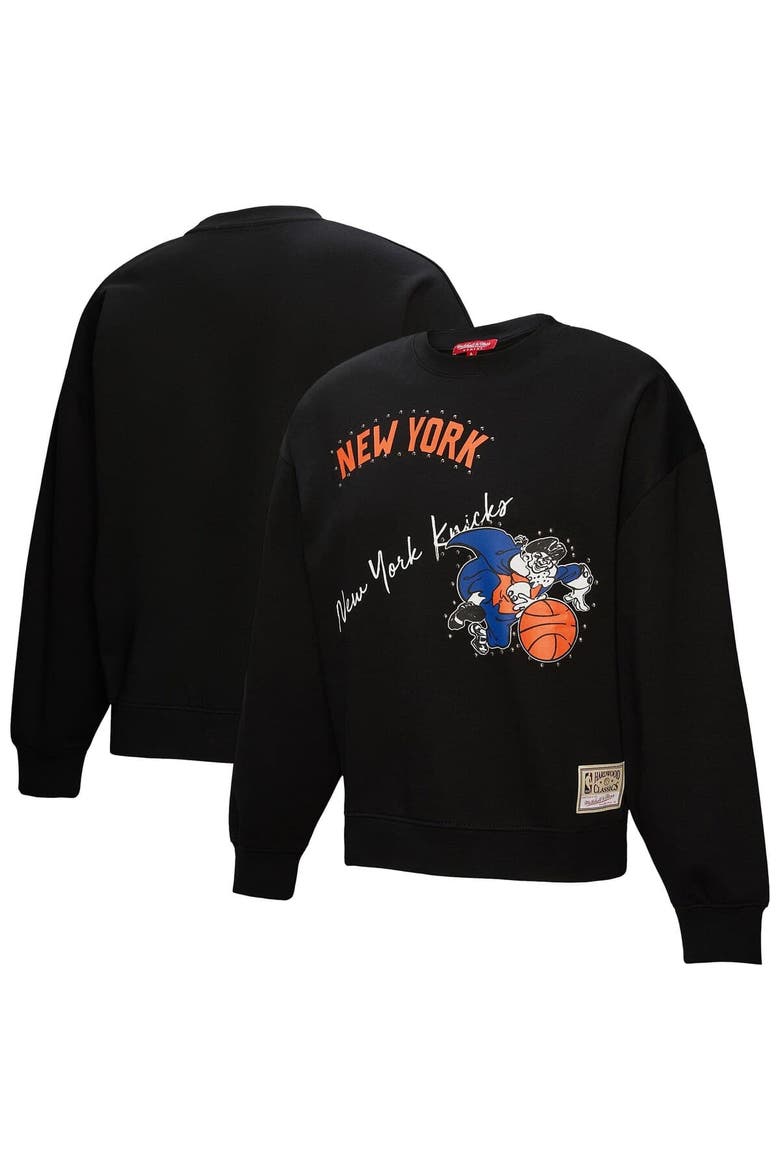 Women's Mitchell & Ness Black New York Knicks Hardwood Classics Home Team Pullover Sweatshirt, Main, color, Black