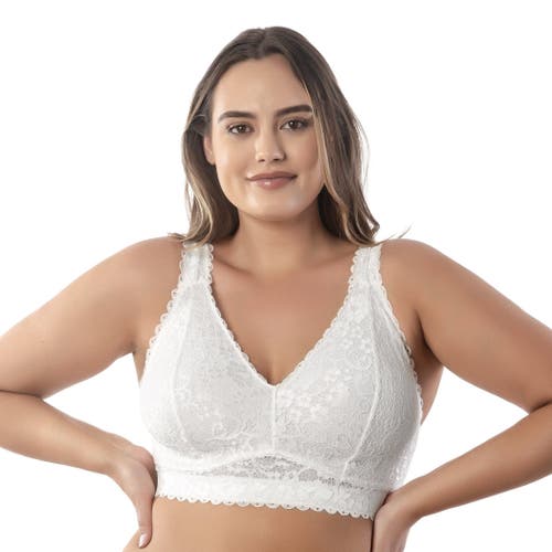 Parfait Adriana Banded Stretch Lace Wireless Bralette In Pearl White