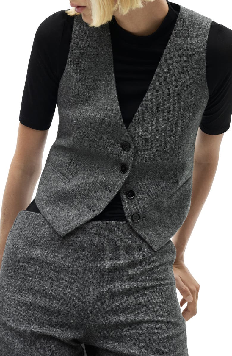 MANGO Marbled Houndstooth Wool Blend Suit Vest, Main, color, 