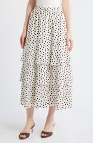 Anne Klein Tiered Polka Dot Midi Skirt