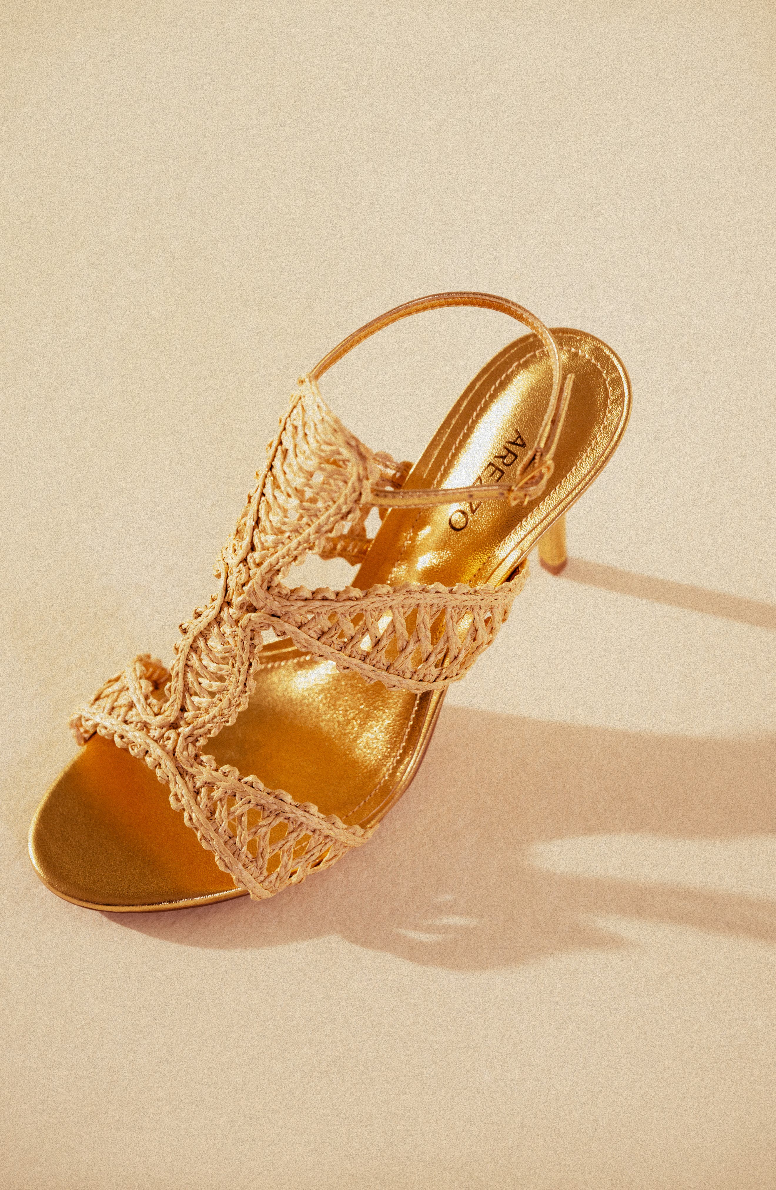 Ciara Ankle Strap Sandal, Alternate, color, BEIGE KNIT/ GOLD