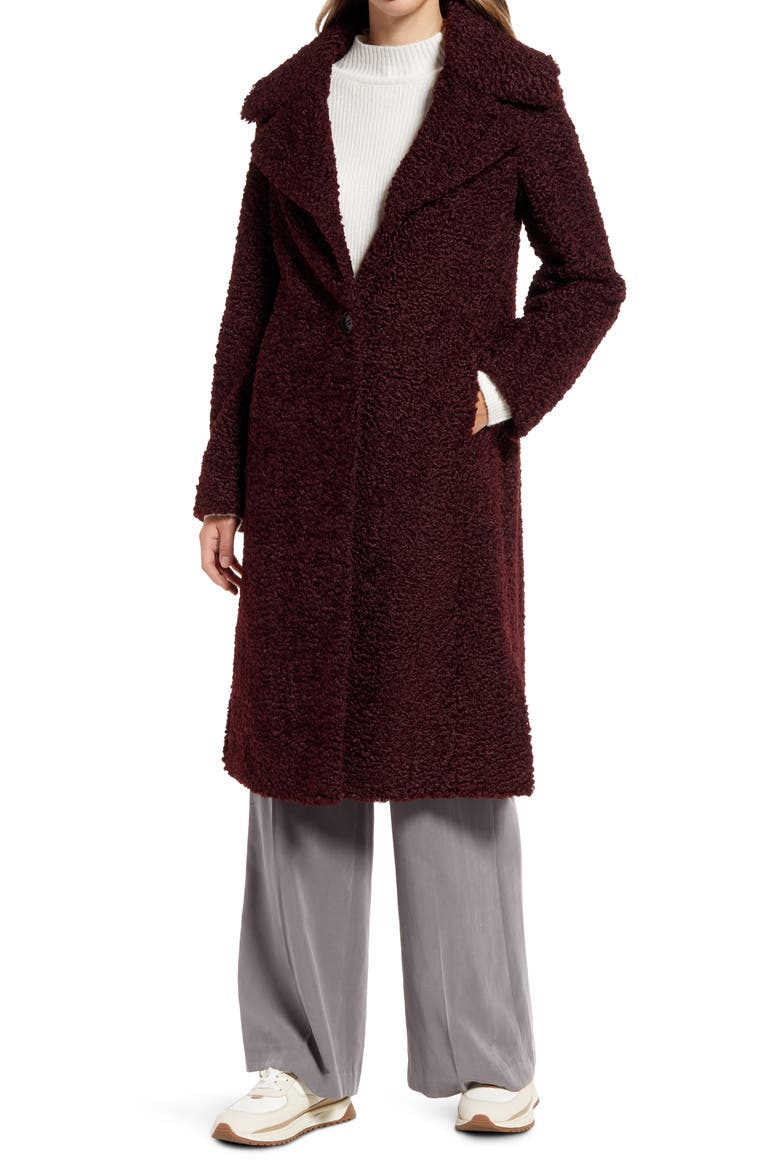 Teddy Bear Long Coat, Alternate, color, WINE